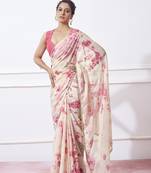 Smart Off White Girlish Partywear Saree With Stylish Moti Lace