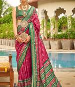 Pink Ethnic Sigma Silk Woven Saree With Smart Print For Ethnic Looks