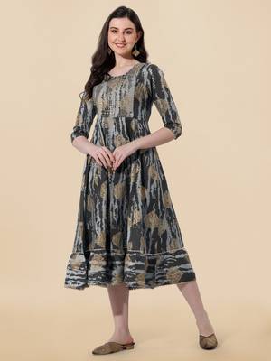 Grey cotton sequins embroidery foil gotta patti kurta for women 1