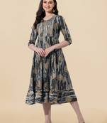 Grey cotton sequins embroidery foil gotta patti kurta for women
