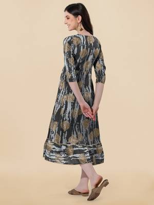 Grey cotton sequins embroidery foil gotta patti kurta for women 3