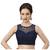 High Neck Navy Blue Full Net Padded Sleeveless Readymade Saree Blouse