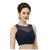 High Neck Navy Blue Full Net Padded Sleeveless Readymade Saree Blouse
