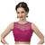 High Neck Rani  Blue Full Net Padded Sleeveless Readymade Saree Blouse