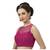 High Neck Rani  Blue Full Net Padded Sleeveless Readymade Saree Blouse