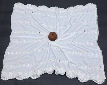 White Cotton fabric Sequine Embroidered work Dupatta. 3