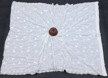 White Cotton fabric Sequine Embroidered work Dupatta. 3