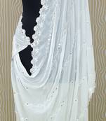 White Cotton fabric Sequine Embroidered work Dupatta.