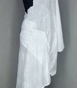 White Sequine Embroidered work Cotton Bland Fabric Dupatta.