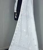 White Sequine Embroidered work Cotton Bland Fabric Dupatta.