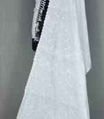 White Sequine Embroidered work Cotton Bland Fabric Dupatta.