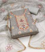 Women's pista green handwork banarasi jacquard dress material