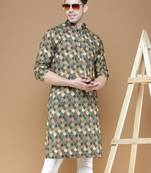 Unleash your style with men's printed cotton kurta by sanwara-3042