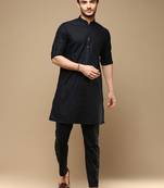 Traditional pathani style solid cotton kurta set for men by sanwara-3044