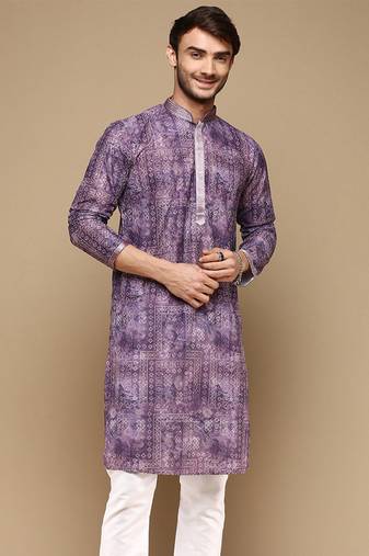 Stylish traditional bandhej print chikankari cotton kurta for men by sanwara-3025