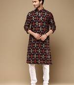 Sanwara men's trendy motifs printed cotton stylish kurta set-3116