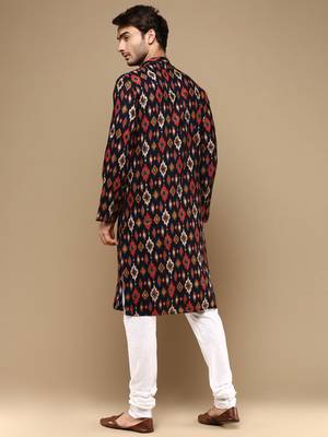 Sanwara men's trendy motifs printed cotton stylish kurta set-3116 3