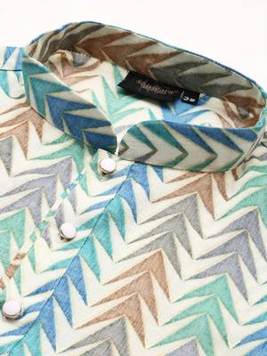 Sanwara men's trendy zigzag printed cotton stylish kurta- 3112 4