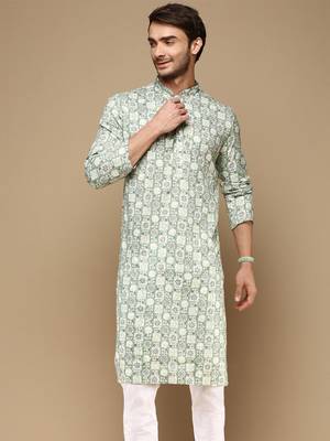 Sanwara men's trendy motifs printed cotton stylish kurta-3113 1