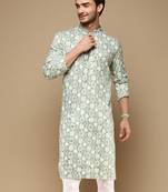 Sanwara men's trendy motifs printed cotton stylish kurta-3113