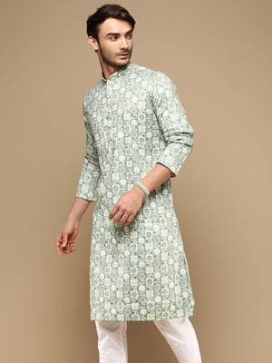 Sanwara men's trendy motifs printed cotton stylish kurta-3113 2