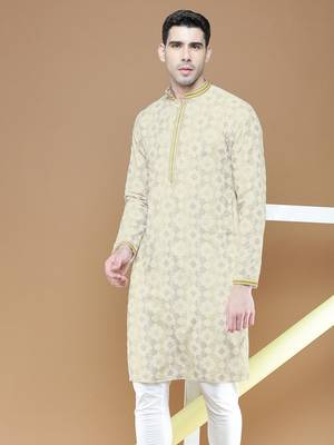 Stylish traditional  chikankari cotton kurta for men by sanwara-3028 1