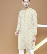 Stylish traditional  chikankari cotton kurta for men by sanwara-3028