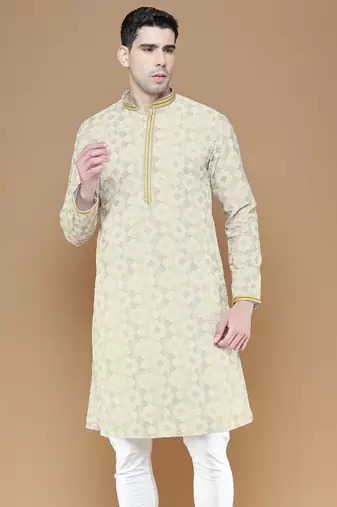 Stylish traditional  chikankari cotton kurta for men by sanwara-3028