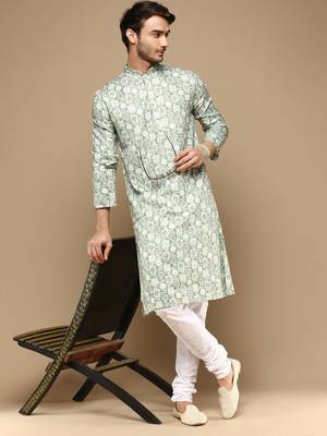 Sanwara men's trendy motifs printed cotton stylish kurta-3113 5