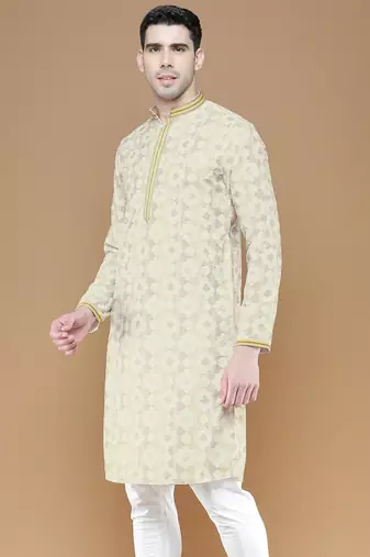 Stylish traditional  chikankari cotton kurta for men by sanwara-3028