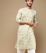 Sanwara men's trendy motifs printed cotton stylish kurta-3114