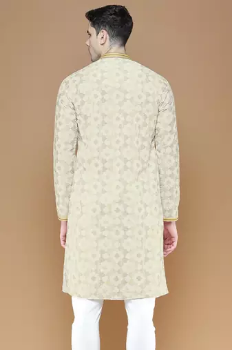 Stylish traditional  chikankari cotton kurta for men by sanwara-3028