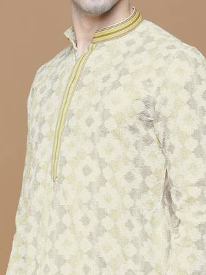Stylish traditional  chikankari cotton kurta for men by sanwara-3028 5
