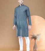 Stylish traditional printed cotton kurta set for men by sanwara-3015