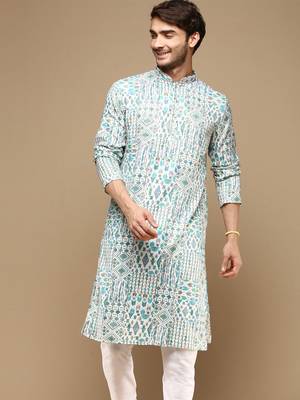 Sanwara men's trendy motifs printed cotton stylish kurta-3115 1