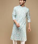 Sanwara men's trendy motifs printed cotton stylish kurta-3115