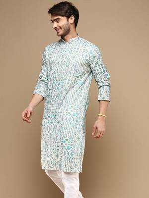 Sanwara men's trendy motifs printed cotton stylish kurta-3115 2