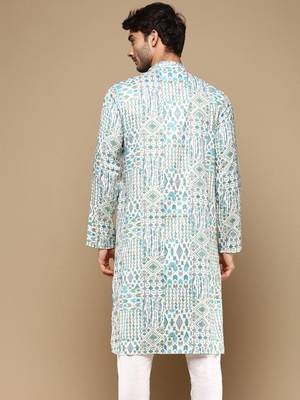Sanwara men's trendy motifs printed cotton stylish kurta-3115 3