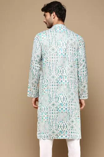 Sanwara men's trendy motifs printed cotton stylish kurta-3115