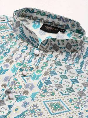 Sanwara men's trendy motifs printed cotton stylish kurta-3115 4