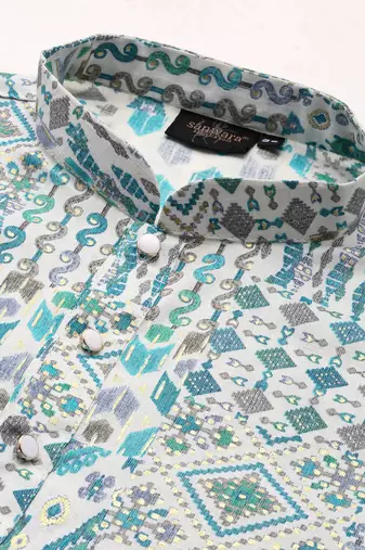Sanwara men's trendy motifs printed cotton stylish kurta-3115