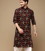Sanwara men's trendy motifs printed cotton stylish kurta-3116