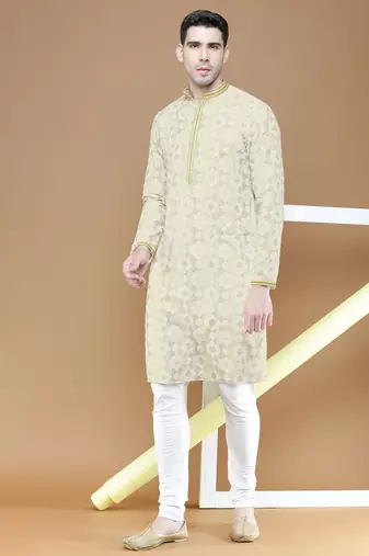 Unleash your style with men's printedcotton kurta set by sanwara-3042