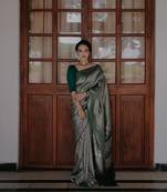  Green Color Silk Blend Sarees With Blouse