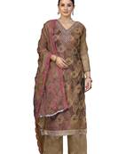 Women's multi hand work organza dress material