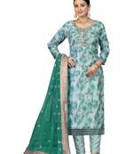 Women's multi unstitched hand work organza dress material