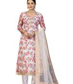 Women's multi unstitched hand work organza dress material 