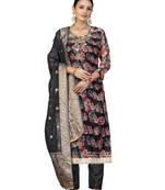 Women's multi unstitched hand work organza dress material 