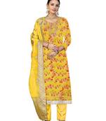 Women's multi unstitched hand work organza dress material 