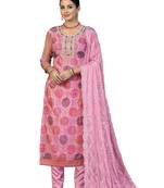 Women's pink hand work organza dress material